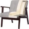 imageSONGMICS Accent Leisure Chair MidCentury Modern Arm Chair with Solid Wood Armrests and Legs 1Seat Cushioned Sofa for Living Room Bedroom Balcony Studio Light Gray ULAC001G01Light Gray