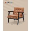 imageSONGMICS Accent Leisure Chair MidCentury Modern Arm Chair with Solid Wood Armrests and Legs 1Seat Cushioned Sofa for Living Room Bedroom Balcony Studio Light Gray ULAC001G01Coffee Brown