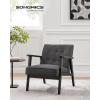 imageSONGMICS Accent Leisure Chair MidCentury Modern Arm Chair with Solid Wood Armrests and Legs 1Seat Cushioned Sofa for Living Room Bedroom Balcony Studio Light Gray ULAC001G01Classic Black