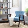 imageSONGMICS Accent Leisure Chair MidCentury Modern Arm Chair with Solid Wood Armrests and Legs 1Seat Cushioned Sofa for Living Room Bedroom Balcony Studio Light Gray ULAC001G01Lake Blue
