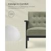 imageSONGMICS Accent Leisure Chair MidCentury Modern Arm Chair with Solid Wood Armrests and Legs 1Seat Cushioned Sofa for Living Room Bedroom Balcony Studio Light Gray ULAC001G01Olive Green