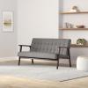 imageSONGMICS Accent Leisure Chair MidCentury Modern Arm Chair with Solid Wood Armrests and Legs 1Seat Cushioned Sofa for Living Room Bedroom Balcony Studio Light Gray ULAC001G01Dove Gray