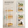 imageSONGMICS Bamboo Rolling Cart 3Tier Utility Cart on Wheels Slim Narrow Storage Shelf Bamboo Shelves SpaceSaving Multifunctional for Bathroom Kitchen White and Natural UBCB083N02White  Natural