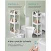 imageSONGMICS Bamboo Rolling Cart 3Tier Utility Cart on Wheels Slim Narrow Storage Shelf Bamboo Shelves SpaceSaving Multifunctional for Bathroom Kitchen White and Natural UBCB083N02White