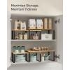 imageSONGMICS Cabinet Organizer Shelf Set of 2 Kitchen Counter Shelves Kitchen Storage Spice Rack Stackable Expandable Metal and Engineered Wood Ink Black and Ebony Black UKCS02B01Ink Black  Natural Beige
