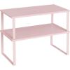 imageSONGMICS Cabinet Organizer Shelf Set of 2 Kitchen Counter Shelves Kitchen Storage Spice Rack Stackable Expandable Metal and Engineered Wood Ink Black and Ebony Black UKCS02B01Jelly Pink