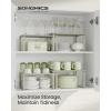 imageSONGMICS Cabinet Organizer Shelf Set of 2 Kitchen Counter Shelves Kitchen Storage Spice Rack Stackable Expandable Metal and Engineered Wood Ink Black and Ebony Black UKCS02B01Cappuccino Beige