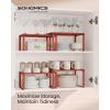 imageSONGMICS Cabinet Organizer Shelf Set of 2 Kitchen Counter Shelves Kitchen Storage Spice Rack Stackable Expandable Metal and Engineered Wood Ink Black and Ebony Black UKCS02B01Mandarin Red