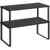 imageSONGMICS Cabinet Organizer Shelf Set of 2 Kitchen Counter Shelves Kitchen Storage Spice Rack Stackable Expandable Metal and Engineered Wood Ink Black and Ebony Black UKCS02B01Ink Black  Ebony Black