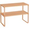 imageSONGMICS Cabinet Organizer Shelf Set of 2 Kitchen Counter Shelves Kitchen Storage Spice Rack Stackable Expandable Metal and Engineered Wood Ink Black and Ebony Black UKCS02B01Apricot Orange