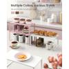 imageSONGMICS Cabinet Organizer Shelf Set of 2 Kitchen Counter Shelves Kitchen Storage Spice Rack Stackable Expandable Metal and Engineered Wood Ink Black and Ebony Black UKCS02B01Jelly Pink