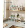 imageSONGMICS Cabinet Organizer Shelf Set of 2 Kitchen Counter Shelves Kitchen Storage Spice Rack Stackable Expandable Metal and Engineered Wood Ink Black and Ebony Black UKCS02B01Cloud White  Snow White