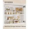 imageSONGMICS Cabinet Organizer Shelf Set of 2 Kitchen Counter Shelves Kitchen Storage Spice Rack Stackable Expandable Metal and Engineered Wood Ink Black and Ebony Black UKCS02B01Travertine Beige  Cream White