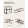 imageSONGMICS Cabinet Organizer Shelf Set of 2 Kitchen Counter Shelves Kitchen Storage Spice Rack Stackable Expandable Metal and Engineered Wood Ink Black and Ebony Black UKCS02B01Ink Black  Heather Greige