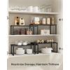 imageSONGMICS Cabinet Organizer Shelf Set of 2 Kitchen Counter Shelves Kitchen Storage Spice Rack Stackable Expandable Metal and Engineered Wood Ink Black and Ebony Black UKCS02B01Ink Black  Ebony Black