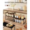 imageSONGMICS Cabinet Organizer Shelf Set of 2 Kitchen Counter Shelves Kitchen Storage Spice Rack Stackable Expandable Metal and Engineered Wood Ink Black and Ebony Black UKCS02B01Natural Walnut  Matte Black
