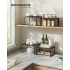 imageSONGMICS Cabinet Organizer Shelf Set of 2 Kitchen Counter Shelves Kitchen Storage Spice Rack Stackable Expandable Metal and Engineered Wood Ink Black and Ebony Black UKCS02B01Ink Black  Ebony Black