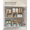 imageSONGMICS Cabinet Organizer Shelf Set of 2 Kitchen Counter Shelves Kitchen Storage Spice Rack Stackable Expandable Metal and Engineered Wood Ink Black and Ebony Black UKCS02B01Cloud White  Natural Beige