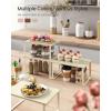 imageSONGMICS Cabinet Organizer Shelf Set of 2 Kitchen Counter Shelves Kitchen Storage Spice Rack Stackable Expandable Metal and Engineered Wood Ink Black and Ebony Black UKCS02B01Travertine Beige  Cream White