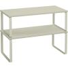 imageSONGMICS Cabinet Organizer Shelf Set of 2 Kitchen Counter Shelves Kitchen Storage Spice Rack Stackable Expandable Metal and Engineered Wood Ink Black and Ebony Black UKCS02B01Cappuccino Beige