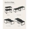 imageSONGMICS Cabinet Organizer Shelf Set of 2 Kitchen Counter Shelves Kitchen Storage Spice Rack Stackable Expandable Metal and Engineered Wood Ink Black and Ebony Black UKCS02B01Ink Black  Ebony Black