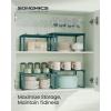 imageSONGMICS Cabinet Organizer Shelf Set of 2 Kitchen Counter Shelves Kitchen Storage Spice Rack Stackable Expandable Metal and Engineered Wood Ink Black and Ebony Black UKCS02B01Ivy Green