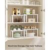 imageSONGMICS Cabinet Organizer Shelf Set of 2 Kitchen Counter Shelves Kitchen Storage Spice Rack Stackable Expandable Metal and Engineered Wood Ink Black and Ebony Black UKCS02B01Cloud White  Snow White