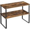imageSONGMICS Cabinet Organizer Shelf Set of 2 Kitchen Counter Shelves Kitchen Storage Spice Rack Stackable Expandable Metal and Engineered Wood Ink Black and Ebony Black UKCS02B01Ink Black  Rustic Brown