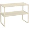 imageSONGMICS Cabinet Organizer Shelf Set of 2 Kitchen Counter Shelves Kitchen Storage Spice Rack Stackable Expandable Metal and Engineered Wood Ink Black and Ebony Black UKCS02B01Cream White