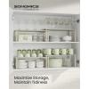 imageSONGMICS Cabinet Organizer Shelf Set of 2 Kitchen Counter Shelves Kitchen Storage Spice Rack Stackable Expandable Metal and Engineered Wood Ink Black and Ebony Black UKCS02B01Cappuccino Beige