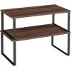 imageSONGMICS Cabinet Organizer Shelf Set of 2 Kitchen Counter Shelves Kitchen Storage Spice Rack Stackable Expandable Metal and Engineered Wood Ink Black and Ebony Black UKCS02B01Natural Walnut  Matte Black