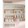 imageSONGMICS Cabinet Organizer Shelf Set of 2 Kitchen Counter Shelves Kitchen Storage Spice Rack Stackable Expandable Metal and Engineered Wood Ink Black and Ebony Black UKCS02B01Apricot Orange