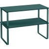 imageSONGMICS Cabinet Organizer Shelf Set of 2 Kitchen Counter Shelves Kitchen Storage Spice Rack Stackable Expandable Metal and Engineered Wood Ink Black and Ebony Black UKCS02B01Ivy Green
