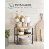 imageSONGMICS Cabinet Organizer Shelf Set of 2 Kitchen Counter Shelves Kitchen Storage Spice Rack Stackable Expandable Metal and Engineered Wood Ink Black and Ebony Black UKCS02B01Ink Black  Natural Beige