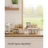 imageSONGMICS Cabinet Organizer Shelf Set of 2 Kitchen Counter Shelves Kitchen Storage Spice Rack Stackable Expandable Metal and Engineered Wood Ink Black and Ebony Black UKCS02B01Travertine Beige  Cream White