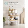 imageSONGMICS Cabinet Organizer Shelf Set of 2 Kitchen Counter Shelves Kitchen Storage Spice Rack Stackable Expandable Metal and Engineered Wood Ink Black and Ebony Black UKCS02B01Cloud White  Natural Beige