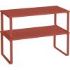 imageSONGMICS Cabinet Organizer Shelf Set of 2 Kitchen Counter Shelves Kitchen Storage Spice Rack Stackable Expandable Metal and Engineered Wood Ink Black and Ebony Black UKCS02B01Mandarin Red