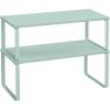 imageSONGMICS Cabinet Organizer Shelf Set of 2 Kitchen Counter Shelves Kitchen Storage Spice Rack Stackable Expandable Metal and Engineered Wood Ink Black and Ebony Black UKCS02B01Moonlight Green