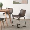 imageSONGMICS Dining Chairs Set of 2 MidCentury Modern Kitchen Chairs with Backrest Metal Legs Comfortable Wide Seat Synthetic Leather Cover Load Capacity 264 lb Retro Brown and Black ULDC091K01