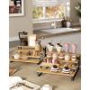 imageSONGMICS Display Risers Set of 2 Engineered Wood Perfume Organizer Stand 4Tier Cupcake Stand Holder Spice Rack Shelf Risers for Figures Dessert Shelves Natural Beige and Ink Black UKCS216N01Natural Beige  Ink Black