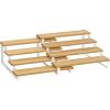 imageSONGMICS Display Risers Set of 2 Engineered Wood Perfume Organizer Stand 4Tier Cupcake Stand Holder Spice Rack Shelf Risers for Figures Dessert Shelves Natural Beige and Ink Black UKCS216N01Natural Beige  Cloud White