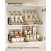 imageSONGMICS Display Risers Set of 2 Engineered Wood Perfume Organizer Stand 4Tier Cupcake Stand Holder Spice Rack Shelf Risers for Figures Dessert Shelves Natural Beige and Ink Black UKCS216N01Natural Beige  Ink Black