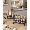 imageSONGMICS Display Risers Set of 2 Engineered Wood Perfume Organizer Stand 4Tier Cupcake Stand Holder Spice Rack Shelf Risers for Figures Dessert Shelves Natural Beige and Ink Black UKCS216N01Ebony Black  Ink Black