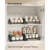 imageSONGMICS Display Risers Set of 2 Engineered Wood Perfume Organizer Stand 4Tier Cupcake Stand Holder Spice Rack Shelf Risers for Figures Dessert Shelves Natural Beige and Ink Black UKCS216N01Ebony Black  Ink Black