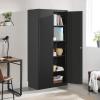 imageSONGMICS Garage Cabinet Metal Storage Cabinet with Doors and Shelves Office Cabinet for Home Office Garage and Utility Room Black UOMC015B01