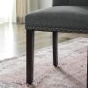imageSONGMICS Set of 2 Dining Chairs with High Back Tufted Design Solid Wood Legs Upholstered Stools CottonLinen Blend Fabric Dark Gray ULDC028G02Dark Gray