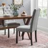 imageSONGMICS Set of 2 Dining Chairs with High Back Tufted Design Solid Wood Legs Upholstered Stools CottonLinen Blend Fabric Dark Gray ULDC028G02Light Gray