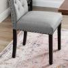 imageSONGMICS Set of 2 Dining Chairs with High Back Tufted Design Solid Wood Legs Upholstered Stools CottonLinen Blend Fabric Dark Gray ULDC028G02Light Gray