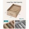 imageSONGMICS Set of 2 Large Size Wardrobe Clothes Organizers 6Compartment Foldable Drawer Organizers with Handles 165 x 118 x 67 Inches for Pants Sweaters Jeans Dove Gray URUS009G02Sand Beige