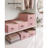 imageSONGMICS Set of 2 Large Size Wardrobe Clothes Organizers 6Compartment Foldable Drawer Organizers with Handles 165 x 118 x 67 Inches for Pants Sweaters Jeans Dove Gray URUS009G02Jelly Pink
